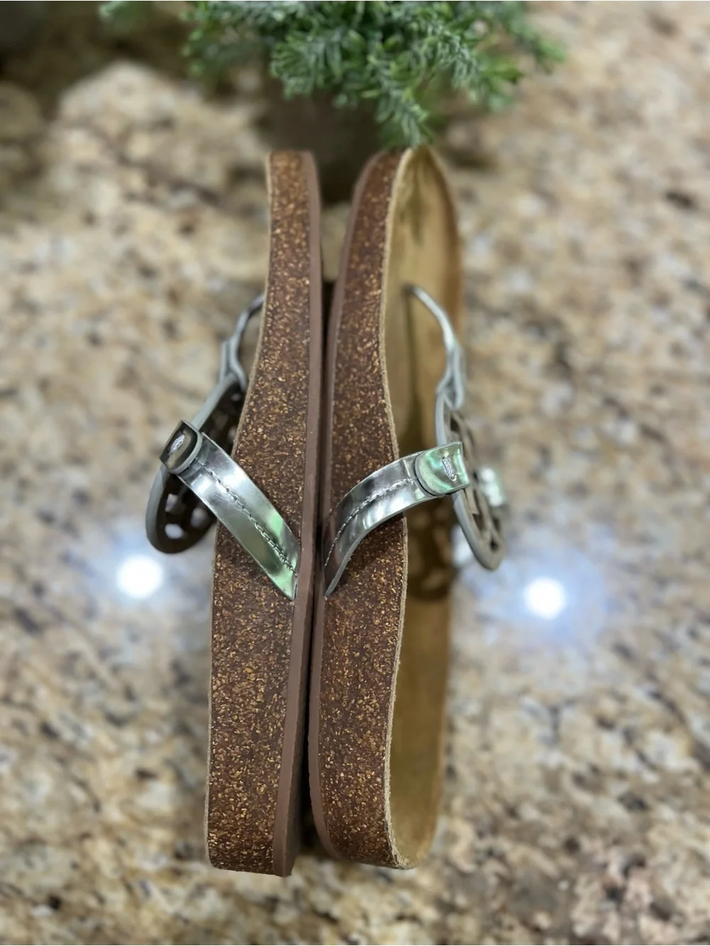 Tory Burch Miller Cloud Silver/Natural Sandals 9.5M